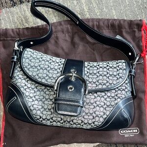 Coach Black and Gray Signature Shoulder Bag
